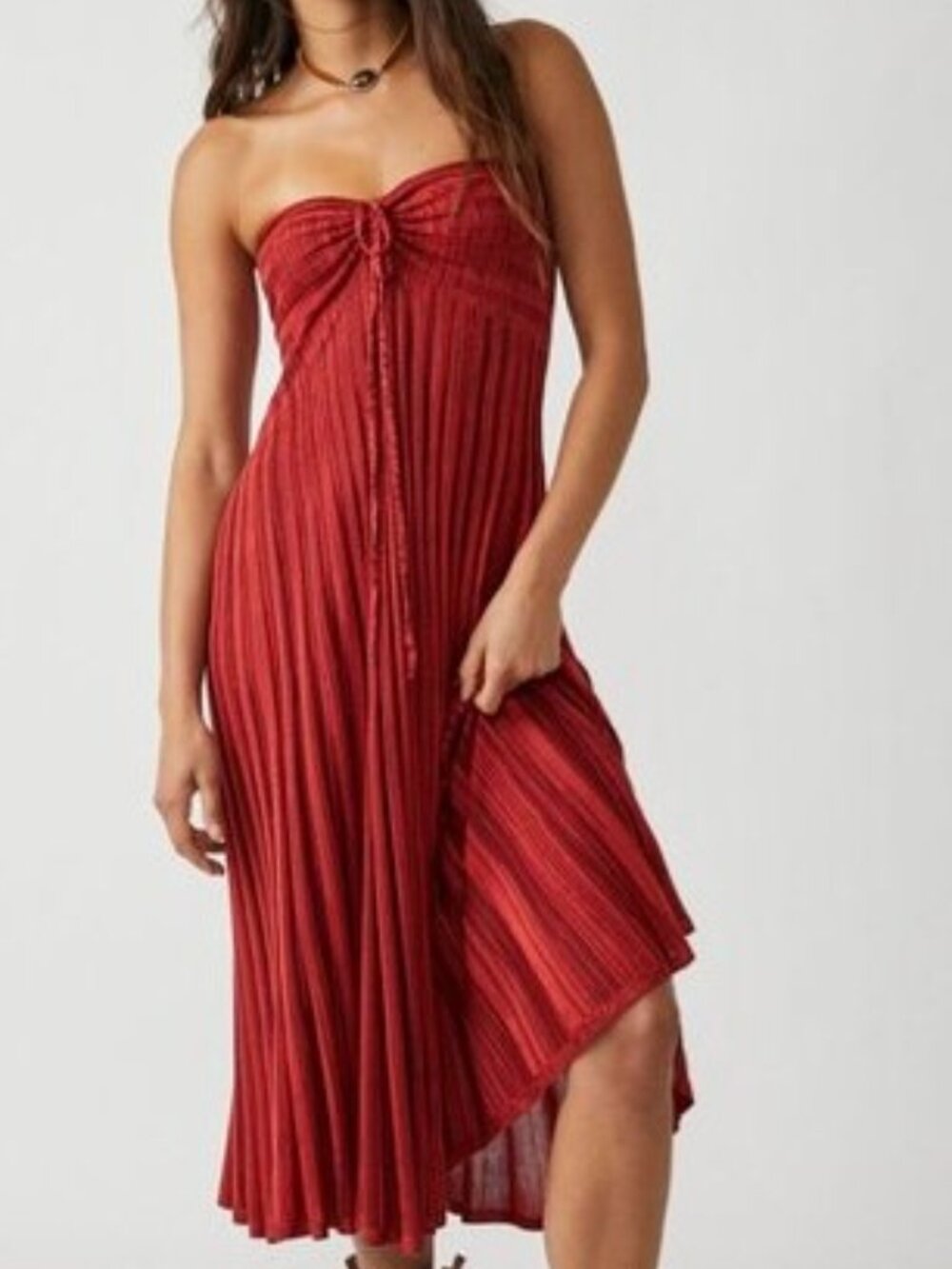 Free People Silvia Convertible Maxi Skirt Dress Red Combo M